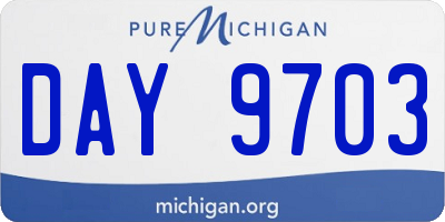 MI license plate DAY9703
