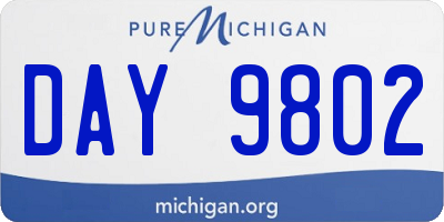 MI license plate DAY9802