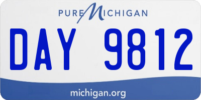 MI license plate DAY9812