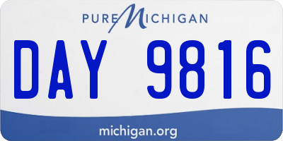 MI license plate DAY9816