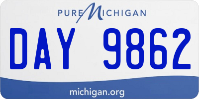 MI license plate DAY9862
