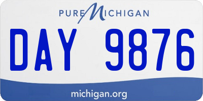 MI license plate DAY9876
