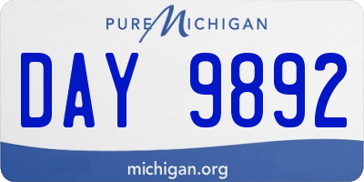 MI license plate DAY9892