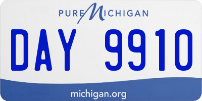 MI license plate DAY9910