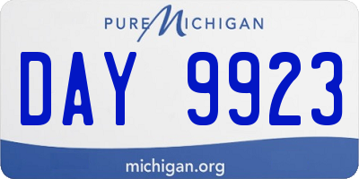 MI license plate DAY9923