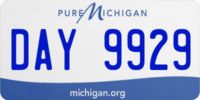 MI license plate DAY9929