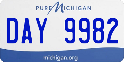 MI license plate DAY9982