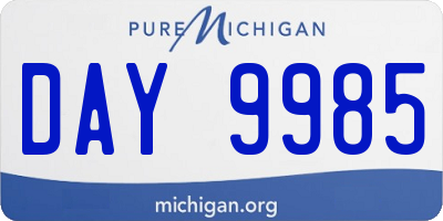 MI license plate DAY9985