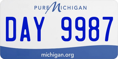 MI license plate DAY9987