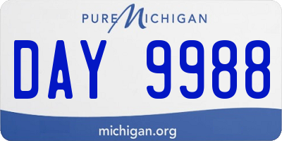 MI license plate DAY9988