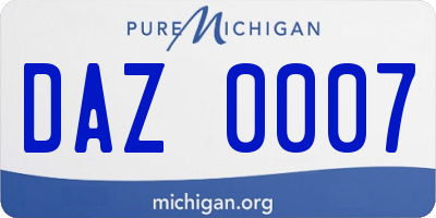 MI license plate DAZ0007