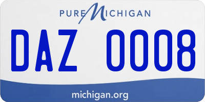 MI license plate DAZ0008