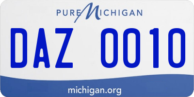 MI license plate DAZ0010