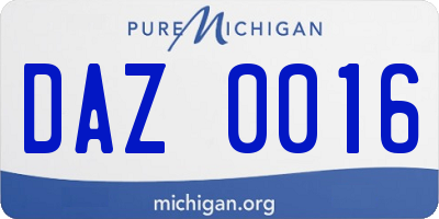 MI license plate DAZ0016