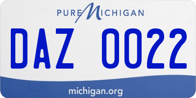 MI license plate DAZ0022