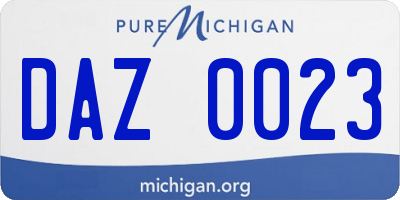 MI license plate DAZ0023