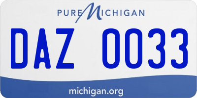 MI license plate DAZ0033