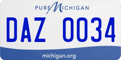 MI license plate DAZ0034
