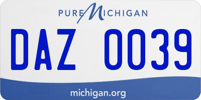 MI license plate DAZ0039