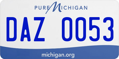 MI license plate DAZ0053