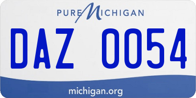 MI license plate DAZ0054