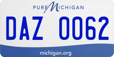 MI license plate DAZ0062