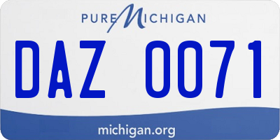 MI license plate DAZ0071