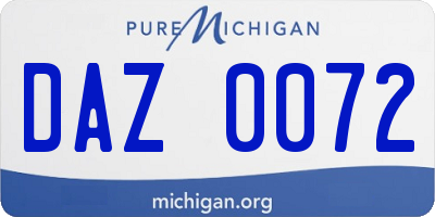 MI license plate DAZ0072