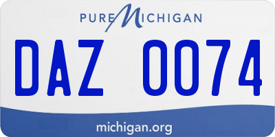 MI license plate DAZ0074