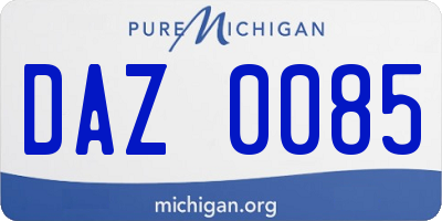 MI license plate DAZ0085