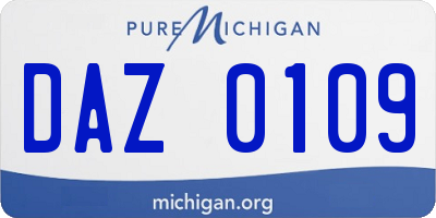 MI license plate DAZ0109