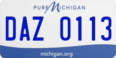 MI license plate DAZ0113