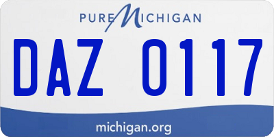 MI license plate DAZ0117