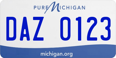 MI license plate DAZ0123