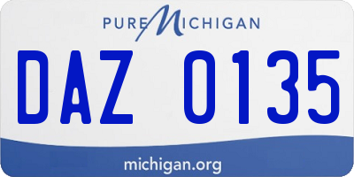 MI license plate DAZ0135