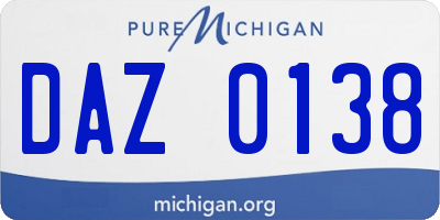 MI license plate DAZ0138