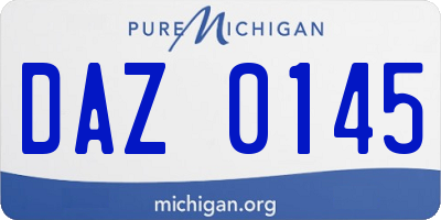 MI license plate DAZ0145