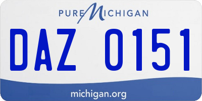 MI license plate DAZ0151