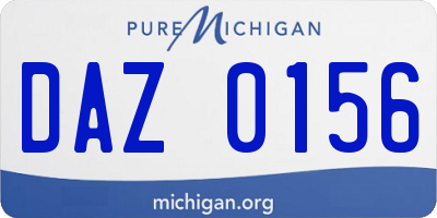 MI license plate DAZ0156
