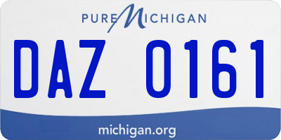 MI license plate DAZ0161