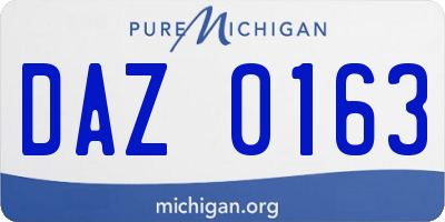 MI license plate DAZ0163