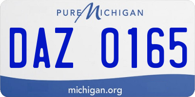 MI license plate DAZ0165