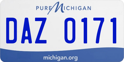 MI license plate DAZ0171