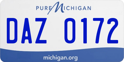 MI license plate DAZ0172