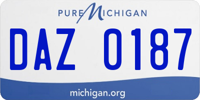 MI license plate DAZ0187