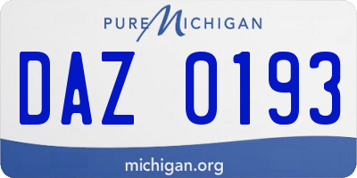 MI license plate DAZ0193