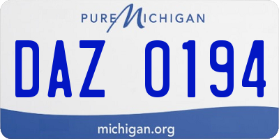 MI license plate DAZ0194