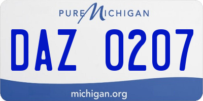 MI license plate DAZ0207