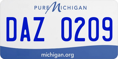 MI license plate DAZ0209