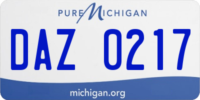 MI license plate DAZ0217